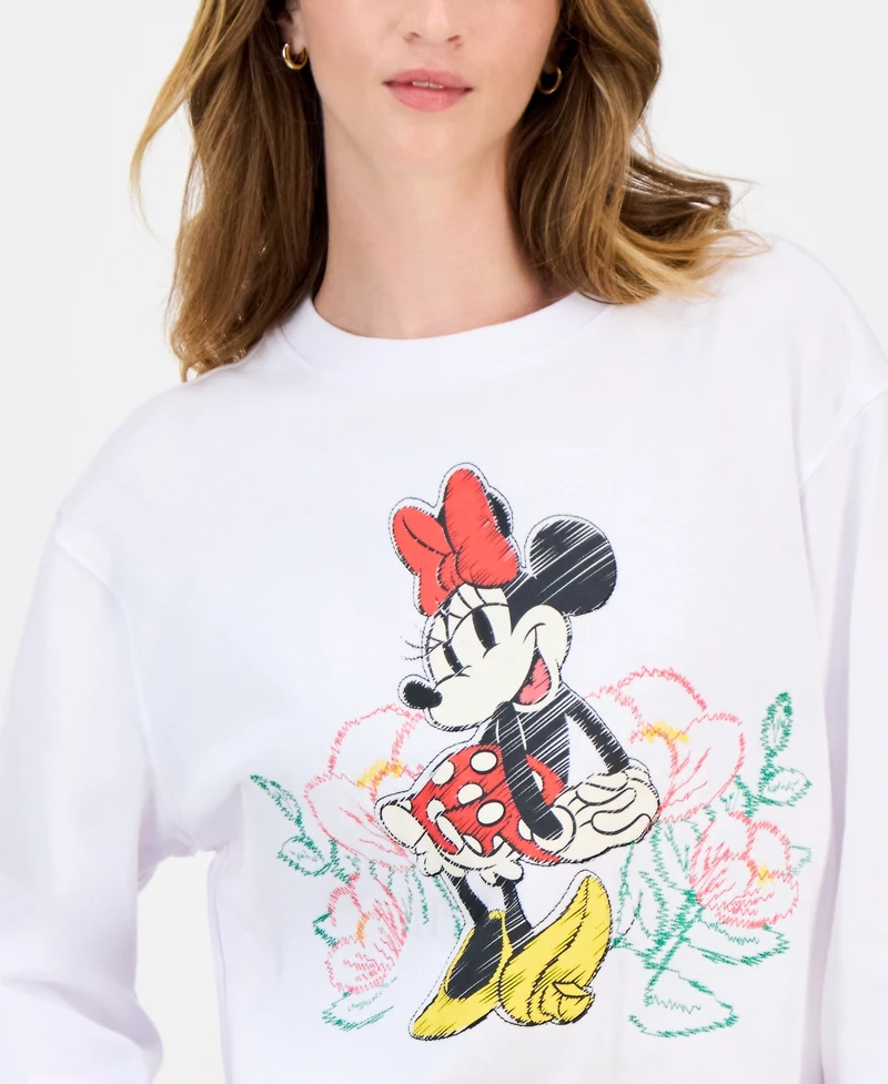 Freeze 24-7 Juniors' Minnie Mouse Graphic Embroidered Sweatshirt