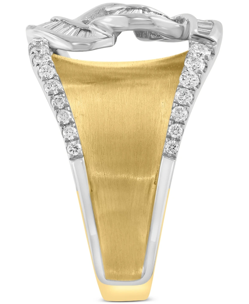 Effy Diamond Round & Baguette Concave Ring (5/8 ct. t.w.) in 14k Two-Tone Gold