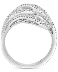Effy Diamond Round & Baguette Multirow Crossover Statement Ring (1-3/8 ct. t.w.) in 14K White Gold