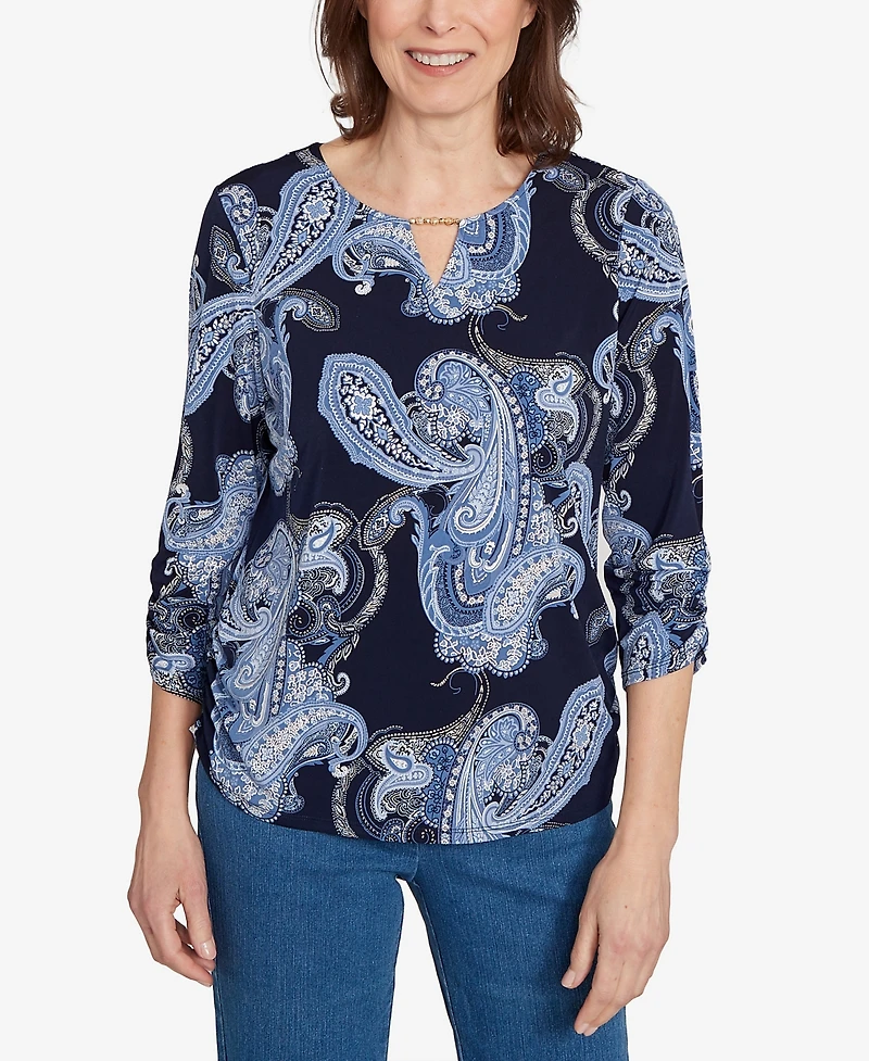 Alfred Dunner Petite Paisley Foil Top