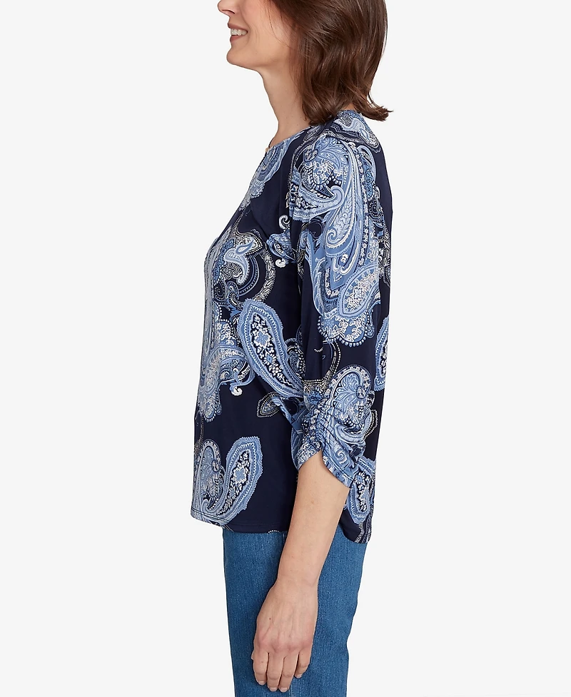 Alfred Dunner Petite Paisley Foil Top