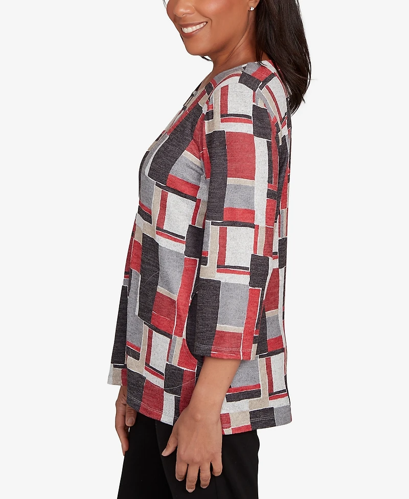 Alfred Dunner Petite Colorblock Beaded Top