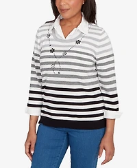 Alfred Dunner Petite Ombre Stripe Layered Sweater