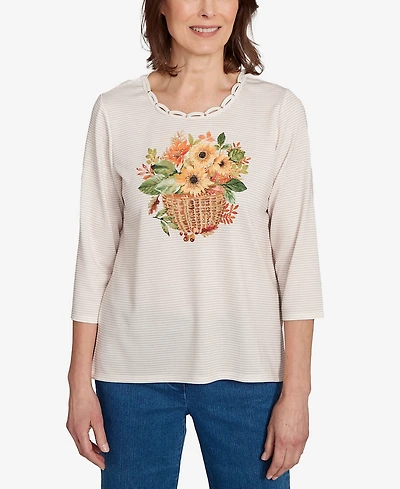 Alfred Dunner Petite Classic Harvest Basket Top
