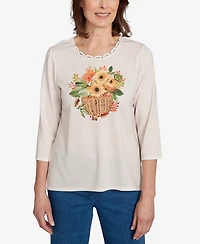 Alfred Dunner Petite Classic Harvest Basket Top