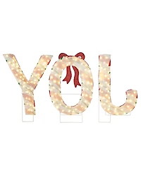 Glitzhome Lighted Fabric Christmas 2.5D Peppermint Joy Lighting Decor, Set of 3