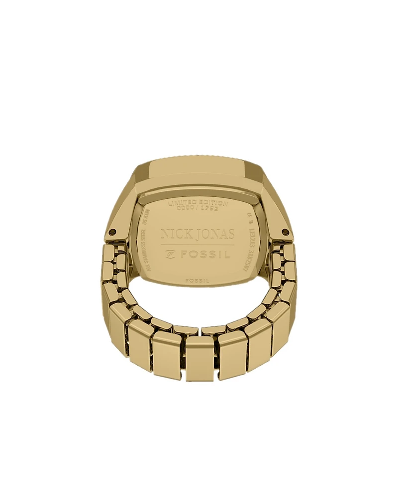 Fossil Unisex Nick Jonas x Machine Luxe Vignette Gold-Tone Stainless Steel Ring Watch, 18.5mm
