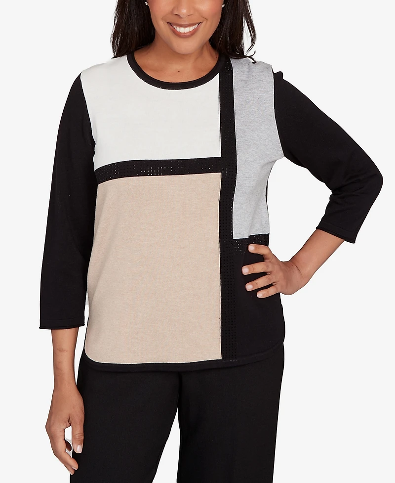 Alfred Dunner Petite Classic Long Sleeve Sweater