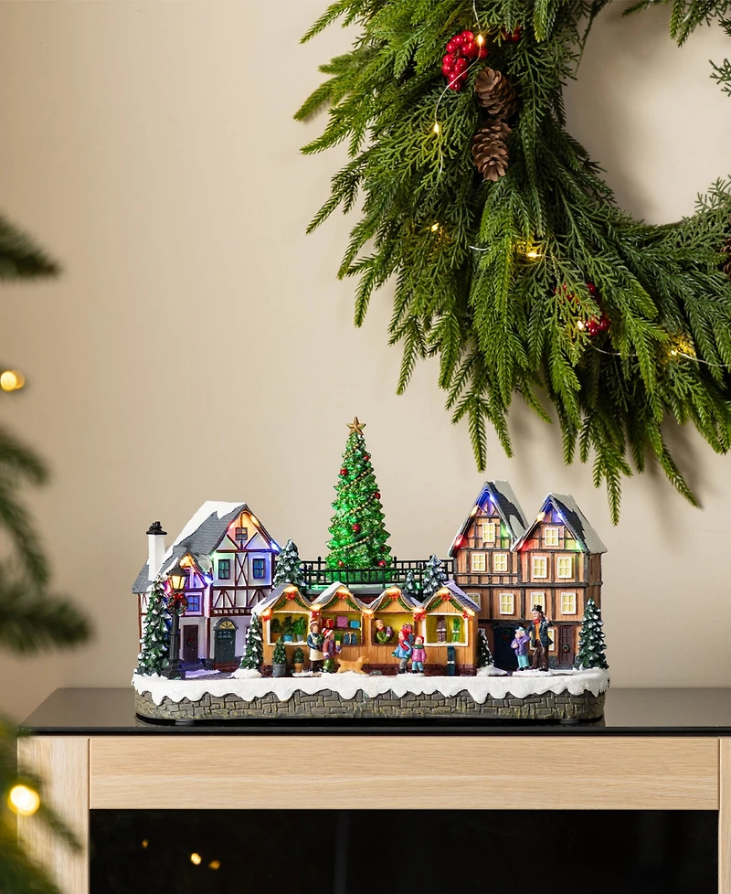 Glitzhome 15.25" Christmas Oversized Resin Lighted Village