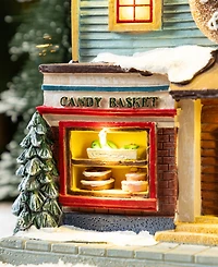 Glitzhome 10.25" Lighted Resin Christmas Donuts Coffee Shop Village