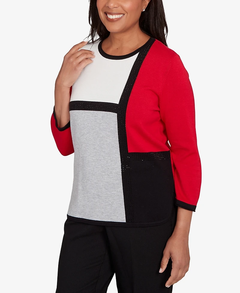 Alfred Dunner Petite Classic Long Sleeve Sweater