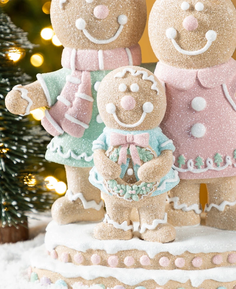 Glitzhome 10.25" Resin Christmas Gingerbread Man Family Figurine