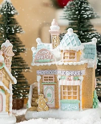 Glitzhome Resin Christmas Macaron Village, Set of 2