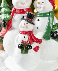 Glitzhome 10.25" Resin Christmas Snowman Family Figurine