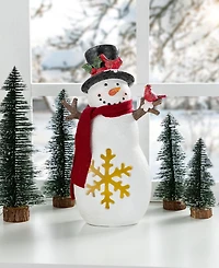 Glitzhome 15" Lighted Resin Christmas Snowman Figurine
