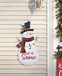 Glitzhome 36" Lighted Metal Christmas Let It Snow Snowman Yard Stake