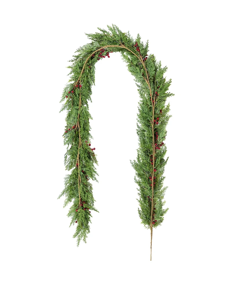 Glitzhome 9 ft Polyethylene Christmas Dripping Cedar Garland with Berries