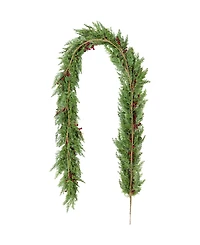 Glitzhome 9 ft Polyethylene Christmas Dripping Cedar Garland with Berries