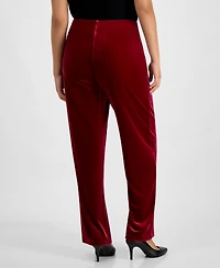 Ak Anne Klein Petite Velour Mid Rise Wide-Leg Pants