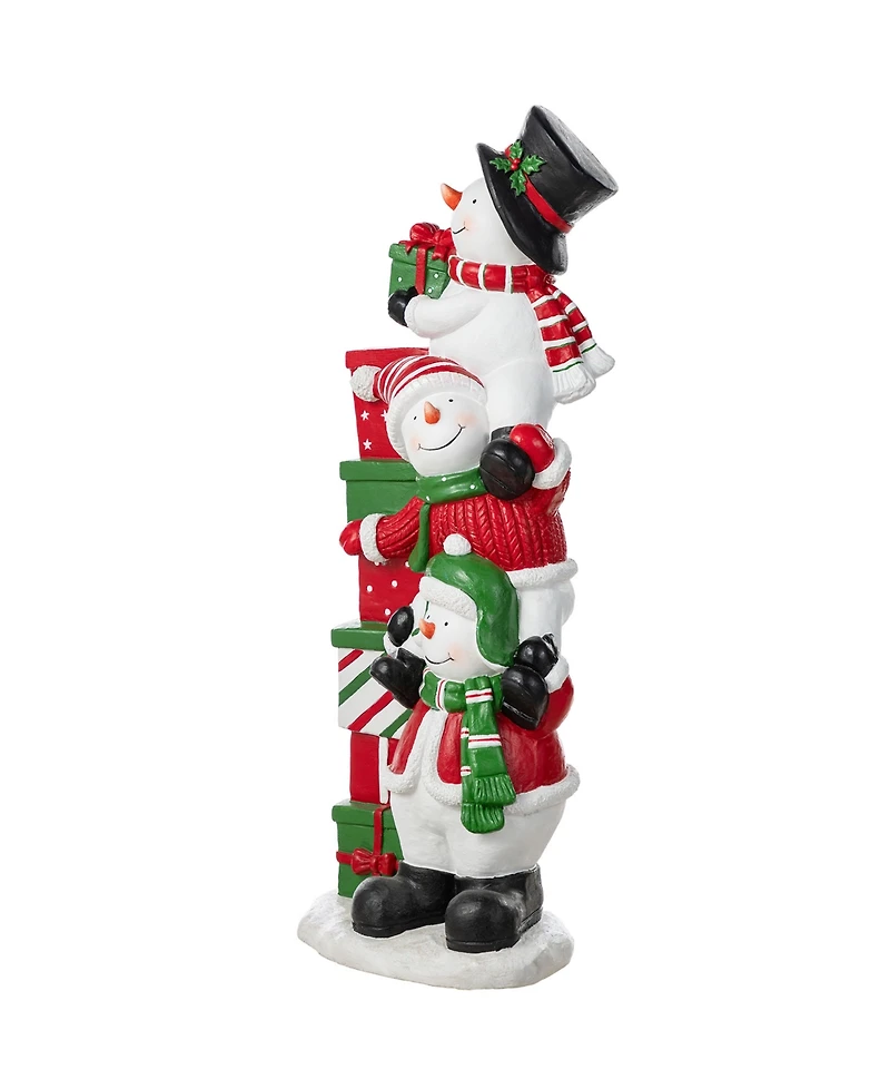 Glitzhome 35.25" Resin Christmas Stacked Snowman Porch Decor