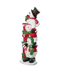 Glitzhome 35.25" Resin Christmas Stacked Snowman Porch Decor