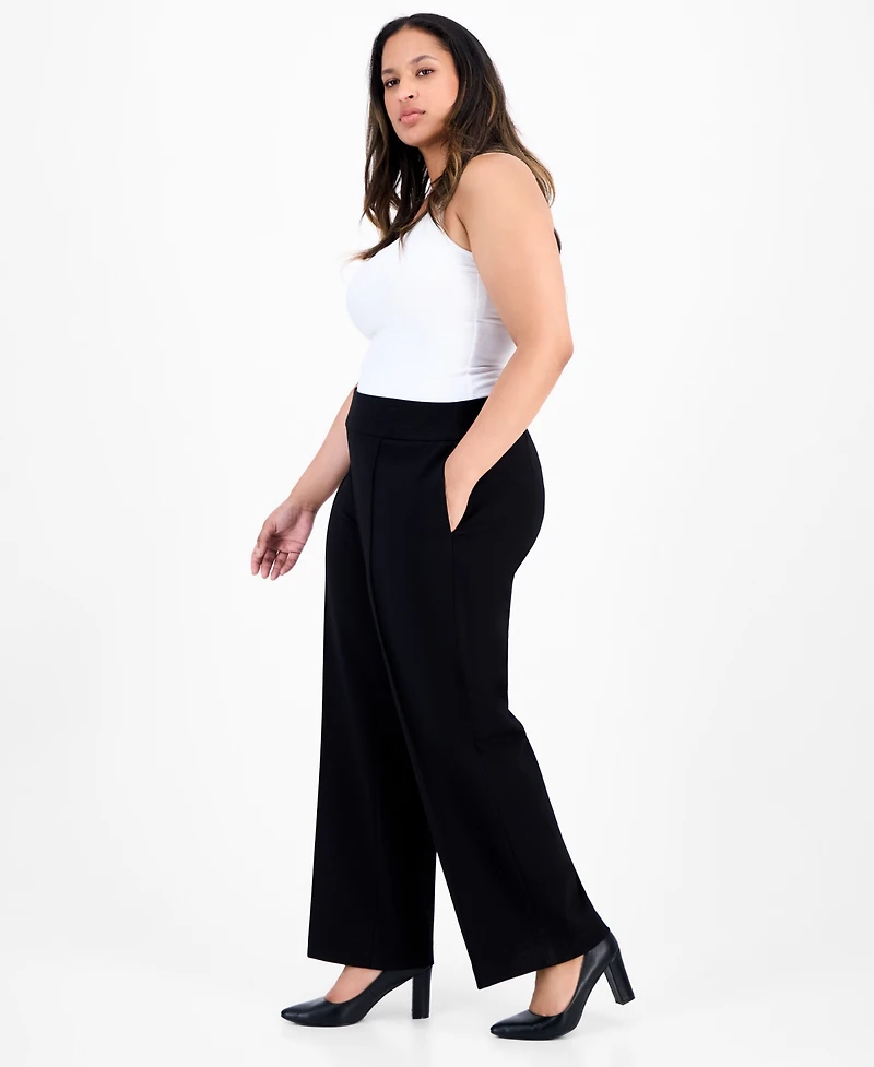 Jones New York Plus High-Rise Pintuck Pull-On Pants