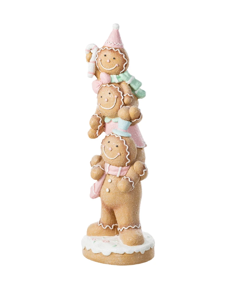 Glitzhome 29.25" Resin Christmas Macaron Stacked Gingerbread Man Porch Decor