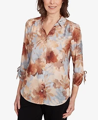 Alfred Dunner Petite Textured Leaf Top