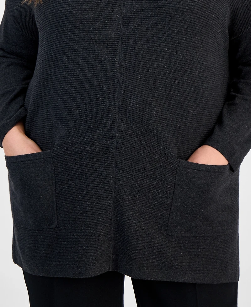 Jones New York Plus Crewneck Long-Sleeve Jacquard Top