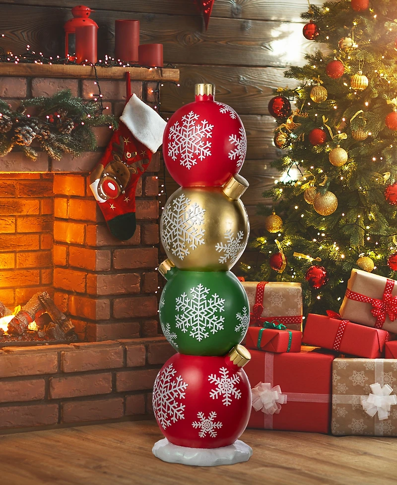 Glitzhome 36.25" Resin Christmas Stacked Ornament Porch Decor