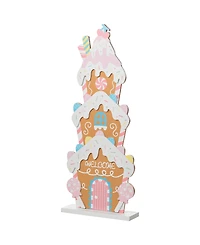 Glitzhome 35.25" Wooden Christmas Gingerbread House Porch Decor