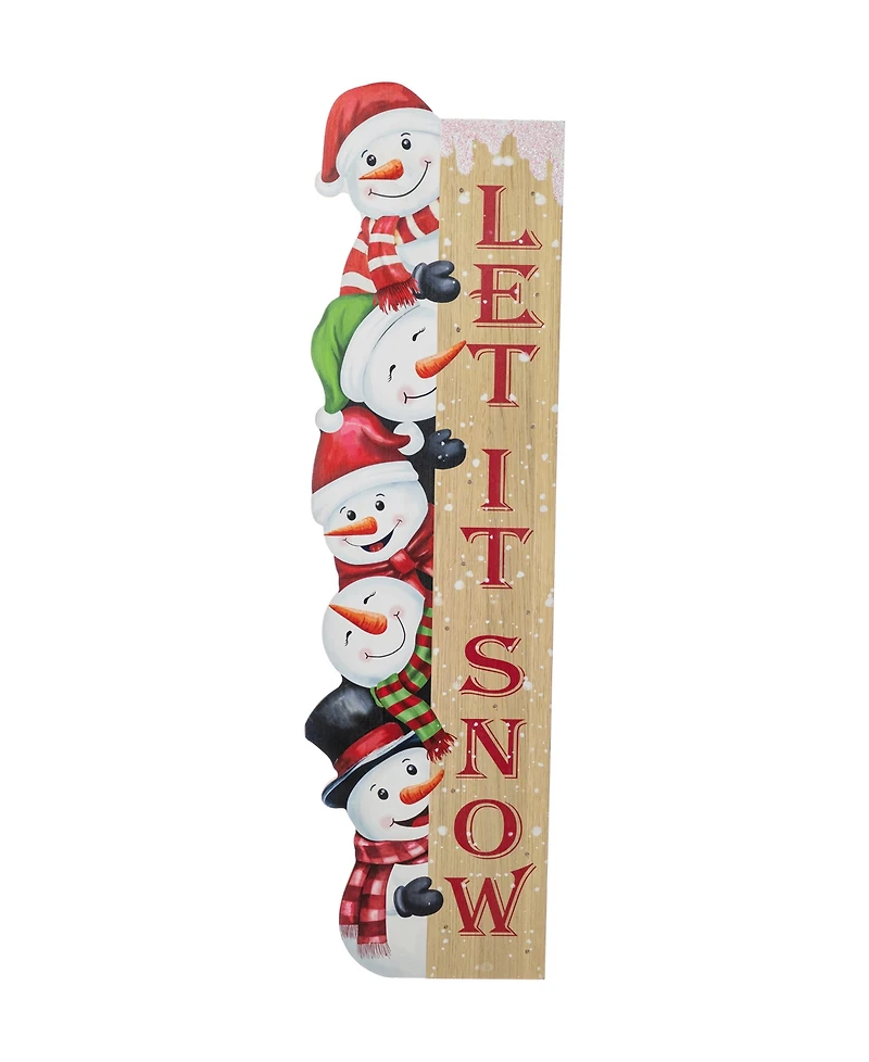 Glitzhome 41.75" Lighted Wooden Christmas Let It Snow Stack Snowman Porch Decor