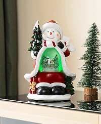 Glitzhome 100mm Lighted Resin Christmas Snowflakes Snowman Water Globe