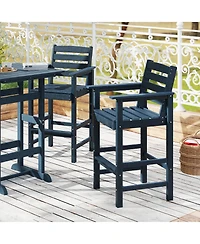 Gymax Patio Bar Stools Set of 4 Tall Adirondack Chair w/ Backrest Armrests & Footrests
