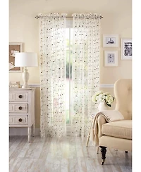 Kate Aurora 1 Piece Shabby Chic Elegant Vintage Rose Embroidered Floral Rod Pocket Sheer Curtain Panel
