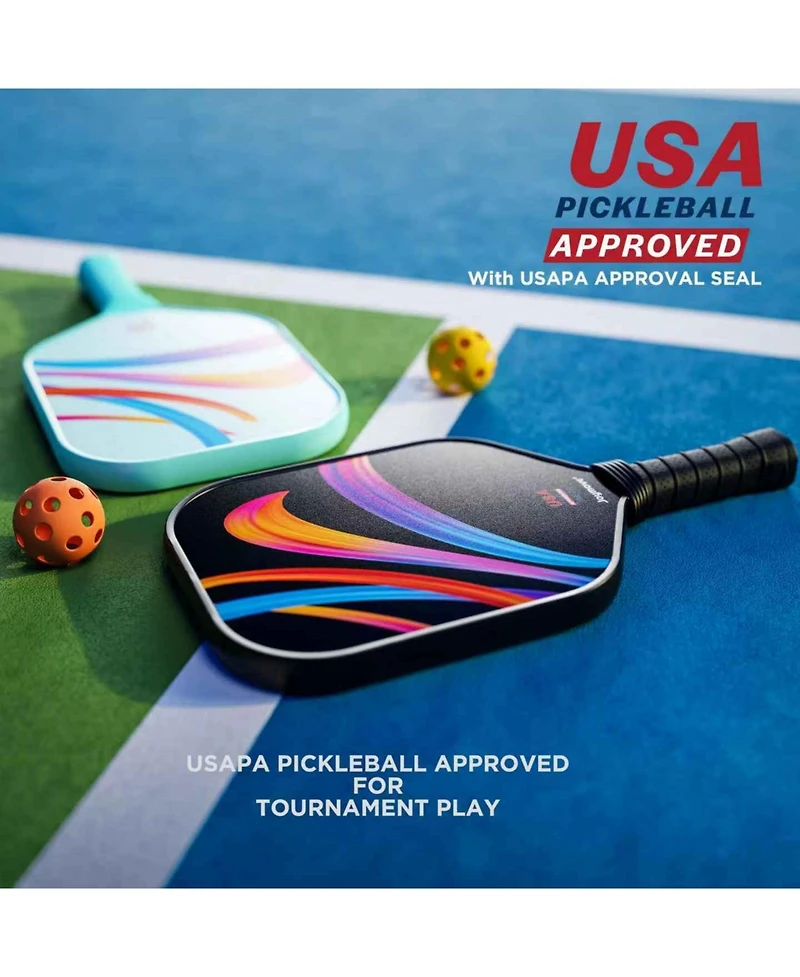 Joymove Pickleball Paddles Set of 2, Usapa Approved Pickleball Paddle, Fiberglass Pickleball Set with Lightweight Pickleball Rackets, 4 Pickleballs an