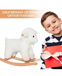 Qaba Lamb Rocking Horse Sheep for Kids, Wooden Plush,