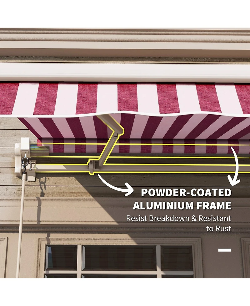 Outsunny 10'x8' Retractable Sun Shade Patio/Window Awning, Polyester Fabric,
