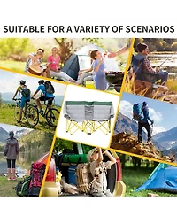 Outsunny Double Seat Camping Chair Folding Loveseat w/ Carry Bag &