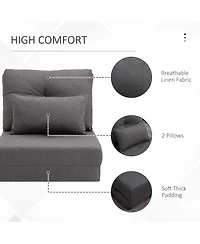 Homcom 2-in-1 Floor Lazy Sofa with 5 Position Adjustable Backrest, Dark