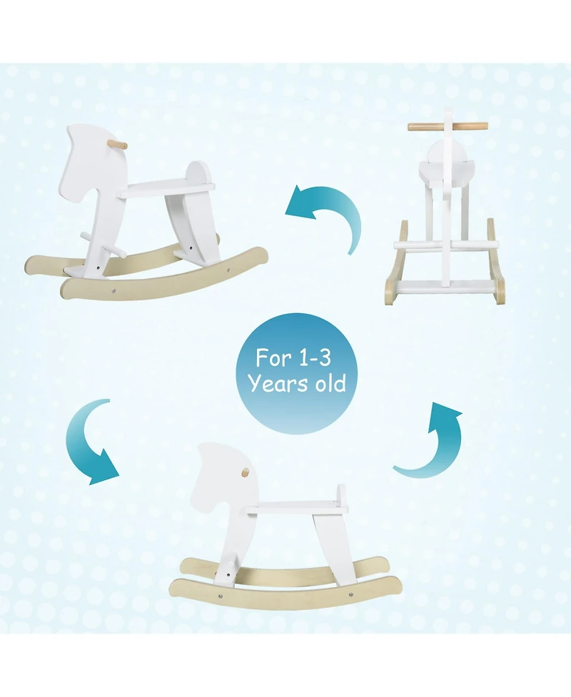 Qaba Wooden Rocking Horse Toddler Baby Ride-on Toys for Kids 1-3 Years