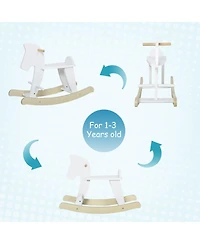 Qaba Wooden Rocking Horse Toddler Baby Ride-on Toys for Kids 1-3 Years