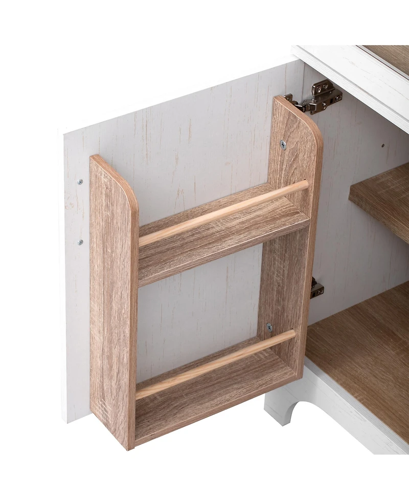 Casainc 71" Kitchen Pantry Cabinet with Door Shelves, Farmhouse Kitchen Storage Cabinet with Open & Adjustable Shelves, Hidden Drawer & Glass Doo