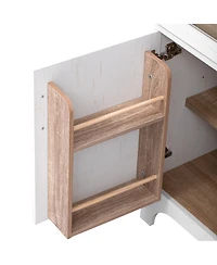 Casainc 71" Kitchen Pantry Cabinet with Door Shelves, Farmhouse Kitchen Storage Cabinet with Open & Adjustable Shelves, Hidden Drawer & Glass Doo