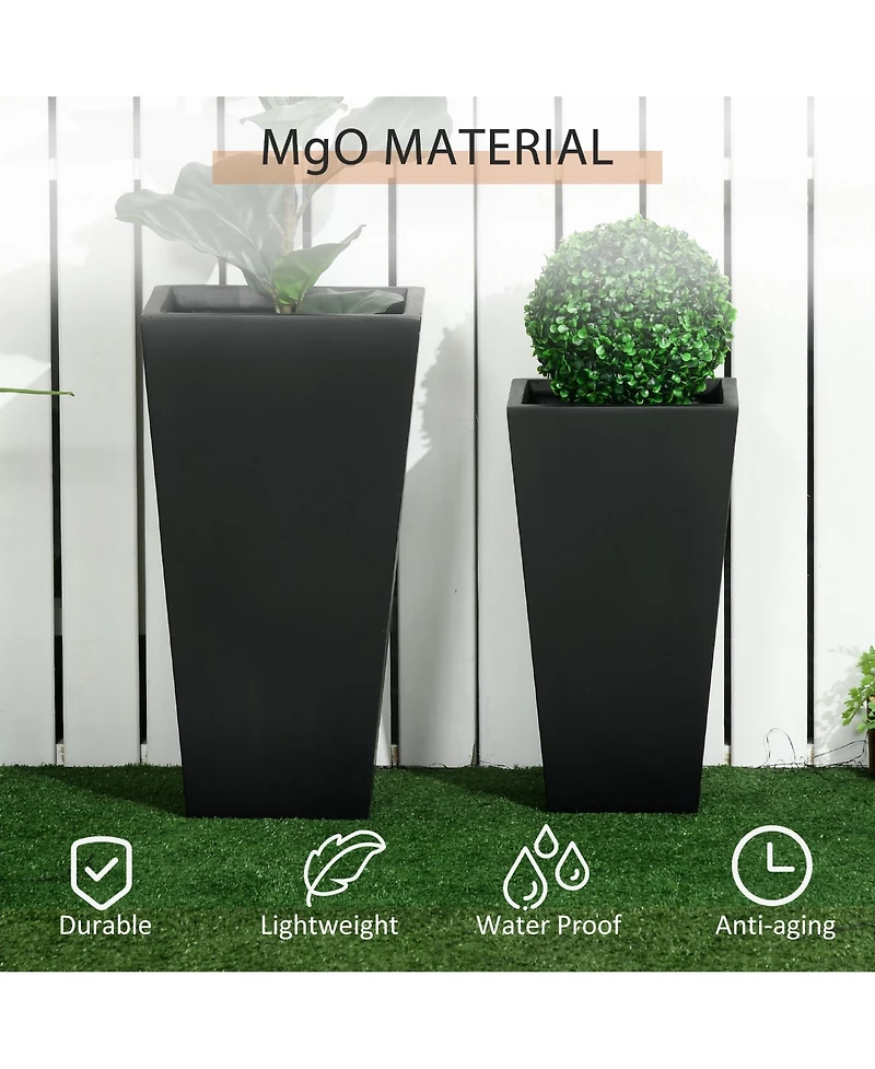 Outsunny 2-Pack MgO Flower Pots with Drainage Hole