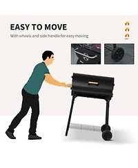 Outsunny 30" Portable Charcoal Bbq Grill with Storage Shelf and Wheels