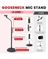 5Core Mic Stand Pair Floor Adjustable Universal Heavy Duty Gooseneck Microphone Stands Round Base Soporte De micrA fono