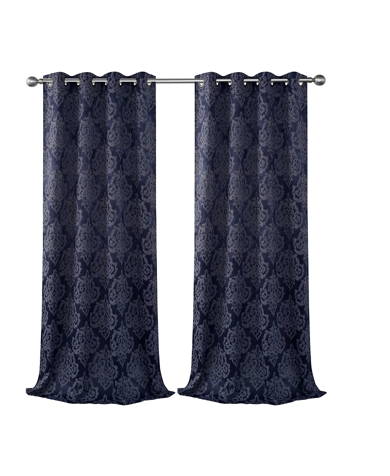 Kate Aurora Living 2 Pack Delaney Room Darkening Damask Print Grommet Curtain - 52 in. W x 84 L