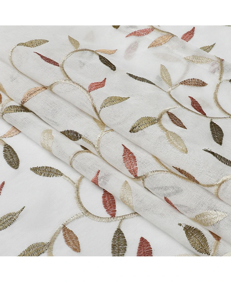 Kate Aurora Shabby Sheer Embroidered Complete 3 Piece Floral Rod Pocket Cafe Kitchen Curtain Tier & Valance Set