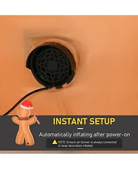 Homcom 8 ft Inflatable Gingerbread Man Outdoor Holiday Display w/ Led Lights